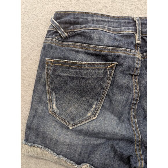 Vigoss Denim Shorts Womens Size 28 Blue Distressed Whiskers The Thompson Comfort - Picture 11 of 16